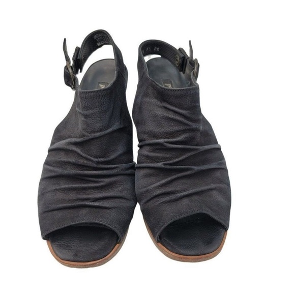 Paul Green Rival Sandal, black nubuck leather, scrunched look,slingback, 8.5 - Picture 3 of 16